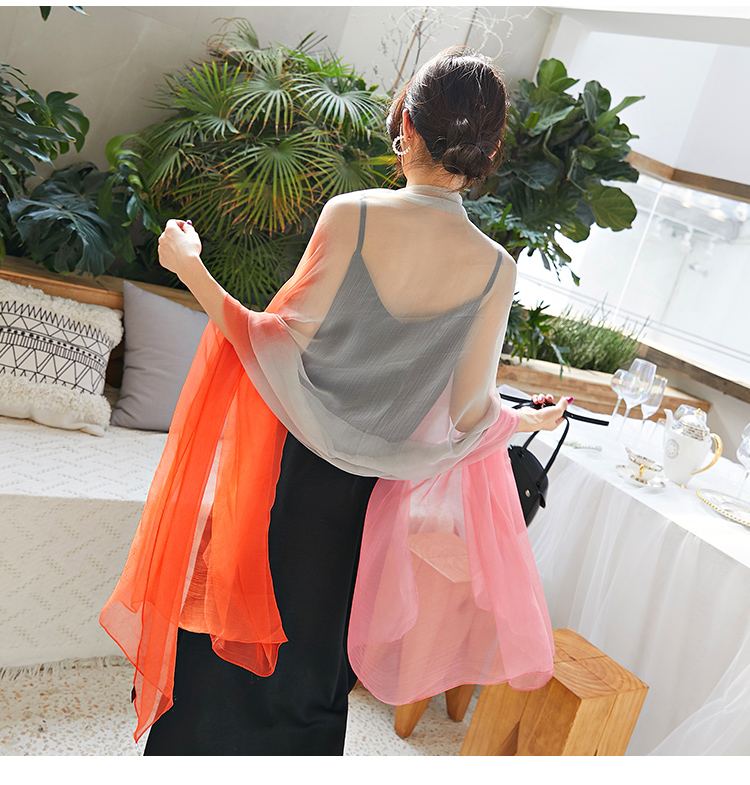 new Korean version of gauze scarf with scarf gradient long beach towel sunscreen scarf shawl dual-use women new Korean version of gauze scarf with scarf gradient long beach towel sunscreen scarf shawl dual-use women