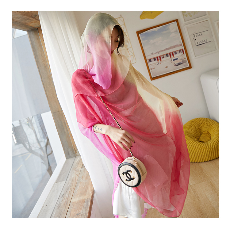 new Korean version of gauze scarf with scarf gradient long beach towel sunscreen scarf shawl dual-use women new Korean version of gauze scarf with scarf gradient long beach towel sunscreen scarf shawl dual-use women