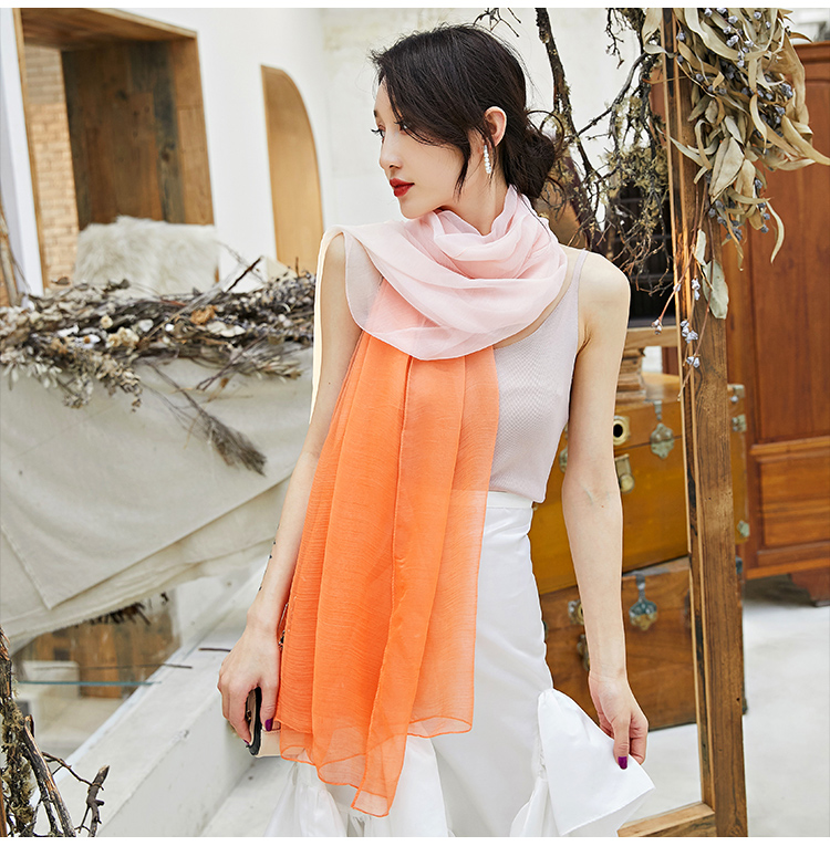 new Korean version of gauze scarf with scarf gradient long beach towel sunscreen scarf shawl dual-use women new Korean version of gauze scarf with scarf gradient long beach towel sunscreen scarf shawl dual-use women
