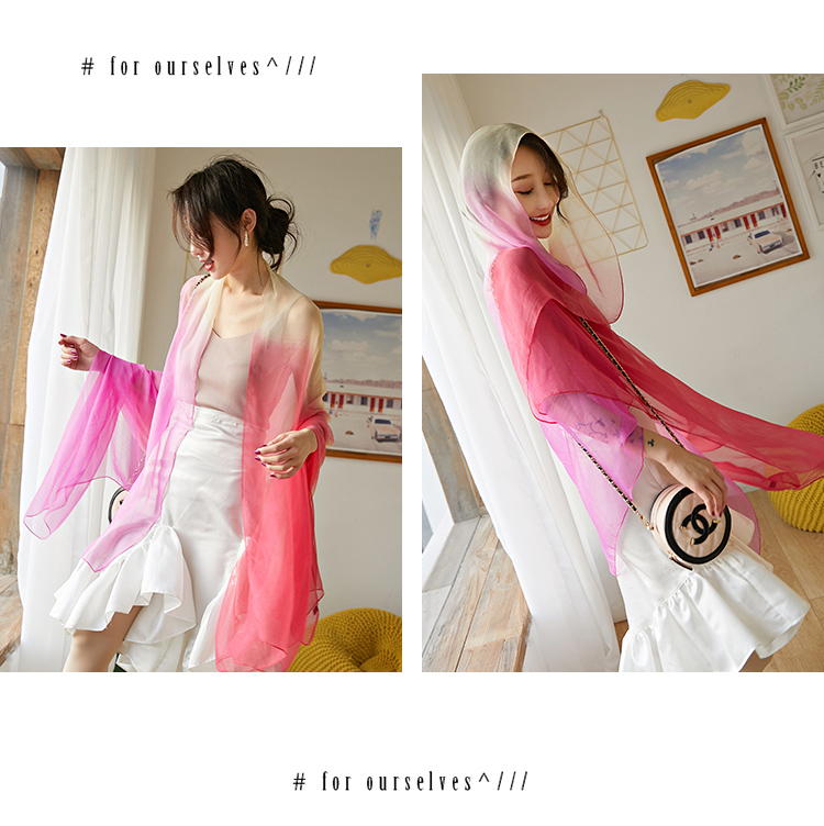 new Korean version of gauze scarf with scarf gradient long beach towel sunscreen scarf shawl dual-use women new Korean version of gauze scarf with scarf gradient long beach towel sunscreen scarf shawl dual-use women