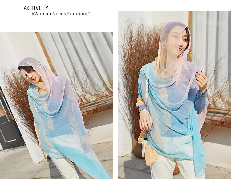 new Korean version of gauze scarf with scarf gradient long beach towel sunscreen scarf shawl dual-use women new Korean version of gauze scarf with scarf gradient long beach towel sunscreen scarf shawl dual-use women