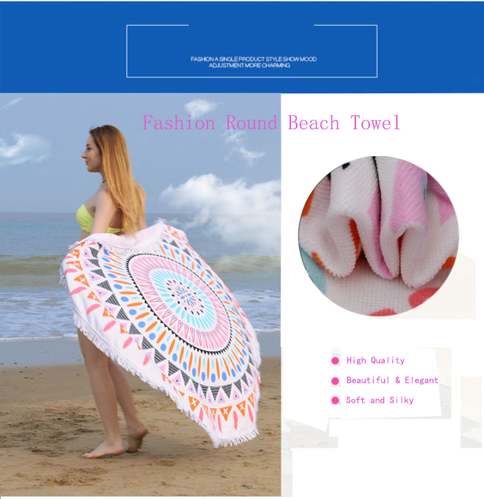 Round Beach Towel Microfiber Blanket with Fringe Tassel Yoga Mat Active Printing Round Beach Towel Microfiber Blanket with Fringe Tassel Yoga Mat Active Printing