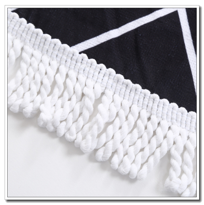 Manufacturer direct selling high - grade circular tassel beach towel cotton printed fringe bath towel.