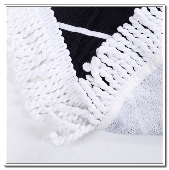 Manufacturer direct selling high - grade circular tassel beach towel cotton printed fringe bath towel.