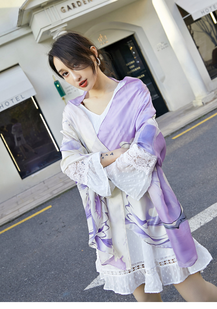 2019 new spring and autumn silk scarf long style imitation silk scarf shawl sunscreen beach towel long towel printing 2019 new spring and autumn silk scarf long style imitation silk scarf shawl sunscreen beach towel long towel printing