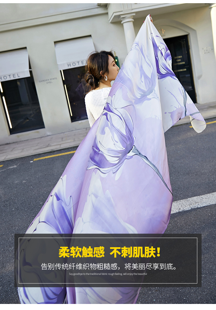 2019 new spring and autumn silk scarf long style imitation silk scarf shawl sunscreen beach towel long towel printing 2019 new spring and autumn silk scarf long style imitation silk scarf shawl sunscreen beach towel long towel printing