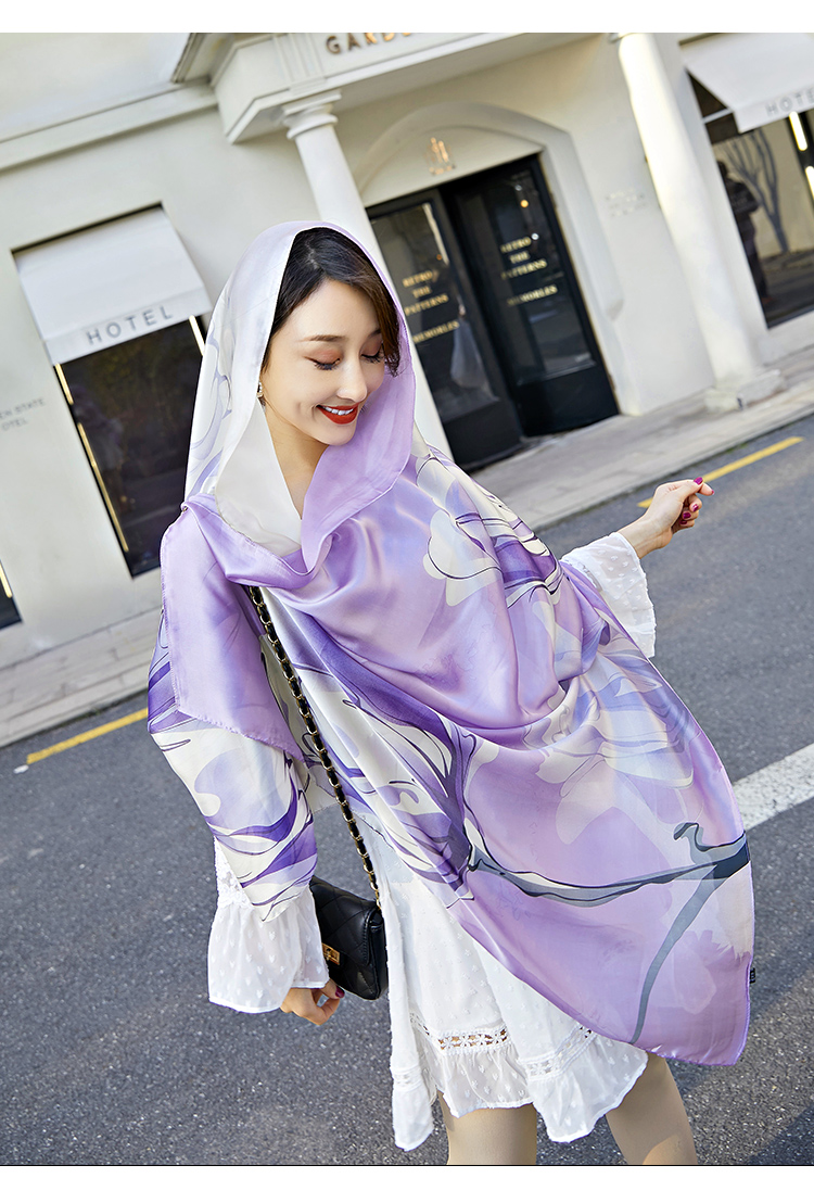 2019 new spring and autumn silk scarf long style imitation silk scarf shawl sunscreen beach towel long towel printing 2019 new spring and autumn silk scarf long style imitation silk scarf shawl sunscreen beach towel long towel printing