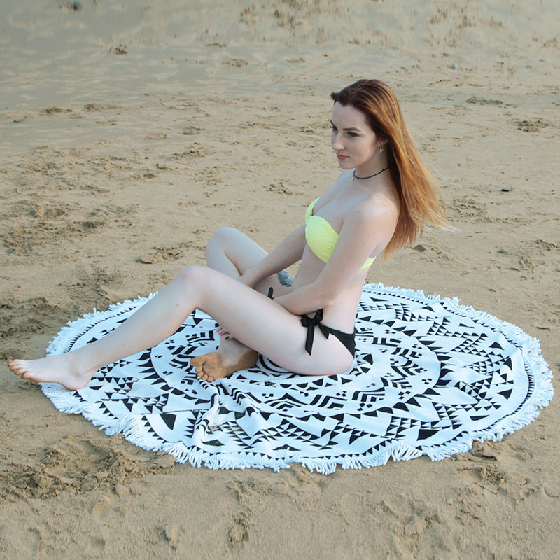 Custom round beach towel digital printed bath towel super fiber beach towel direct selling shawl.