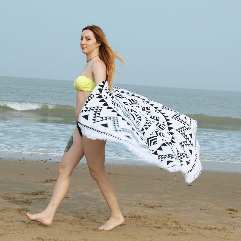 Custom round beach towel digital printed bath towel super fiber beach towel direct selling shawl.