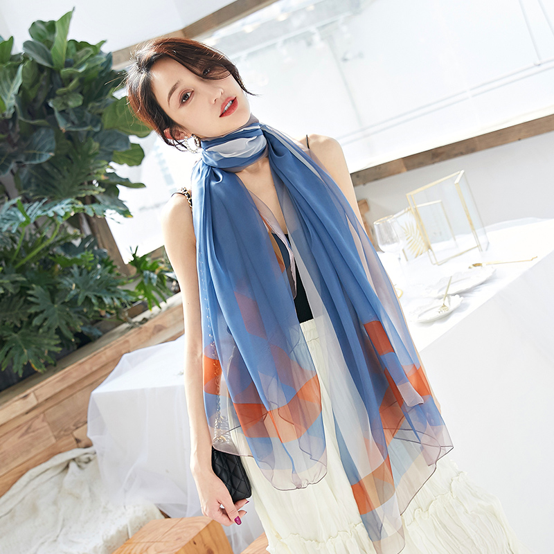  summer new Korean version of gauze scarf with scarf gradient long beach towel sunscreen scarf shawl dual-use women