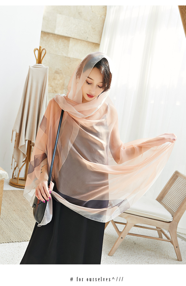 summer new Korean version of gauze scarf with scarf gradient long beach towel sunscreen scarf shawl dual-use women