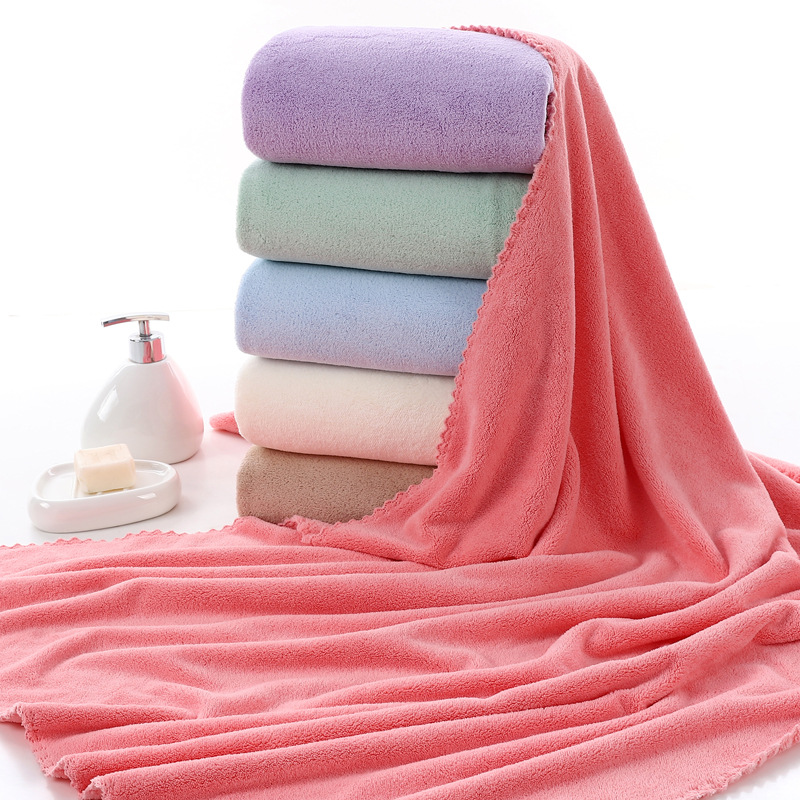 Direct Wholesale Cut Coral Fleece Bath Towel Absorbent Household plus-Sized Shower Bath Towel Beach Towel Gift Logo Customization