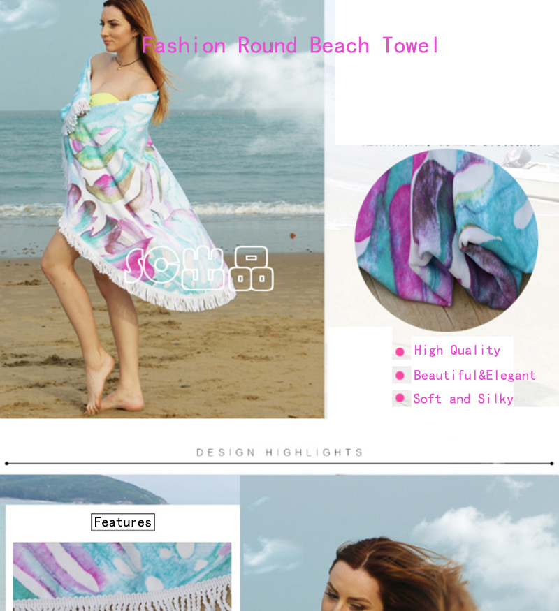 Abstract Painting Summer Round Beach Towel Microfiber Blanket with Tassel Abstract Painting Summer Round Beach Towel Microfiber Blanket with Tassel