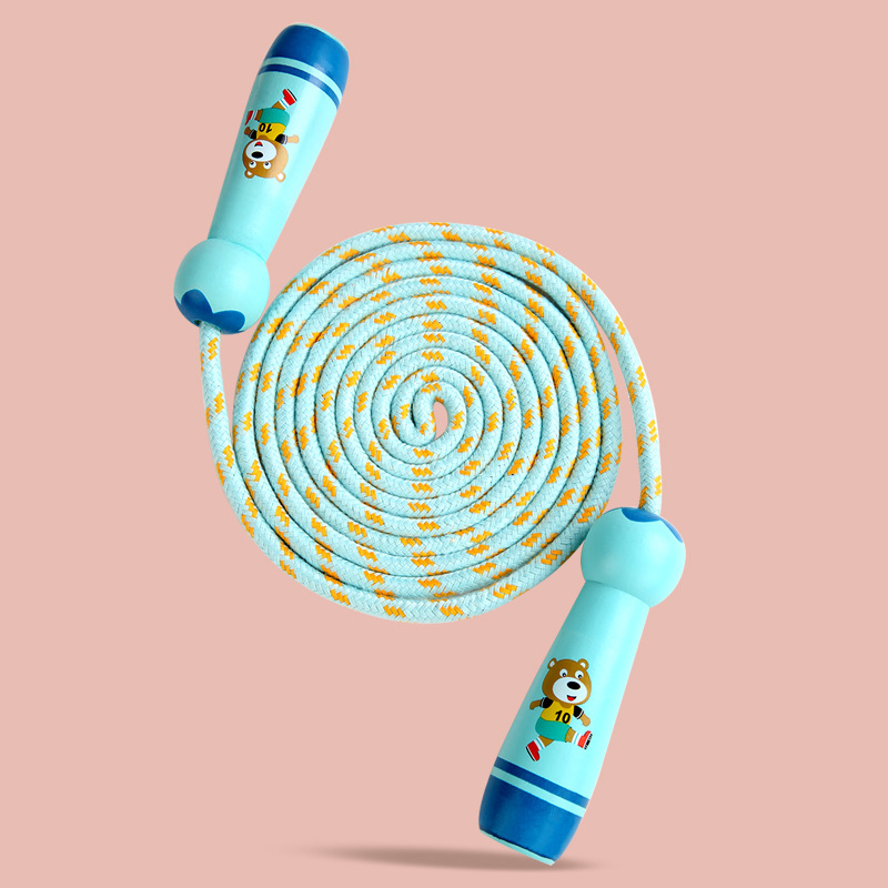Wooden Children&#039;s Jumping Rope Sports Fitness Special Kindergarten Primary School Student Beginner Adjustable Skipping Rope Wooden round Handle