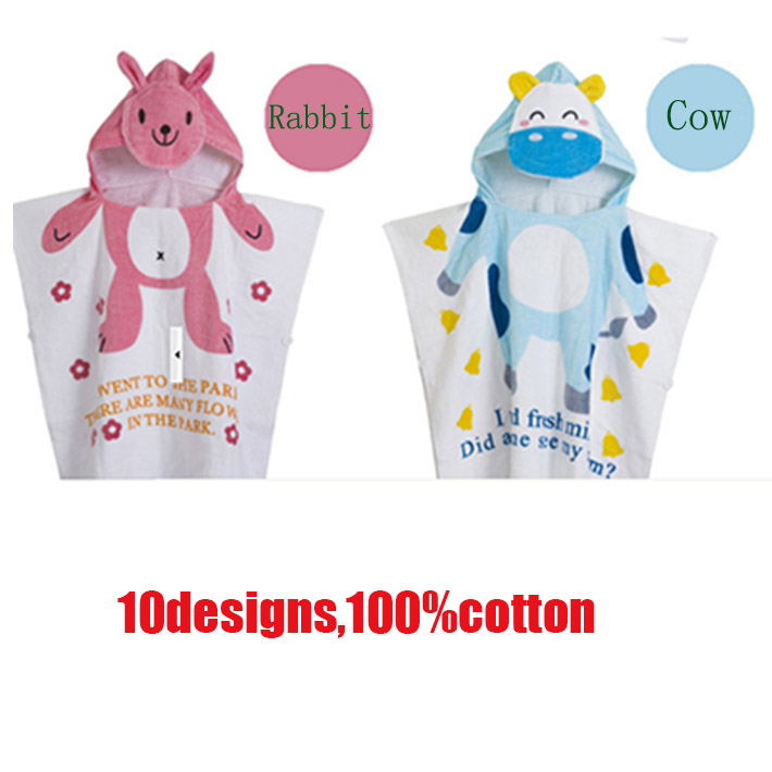 Kids&#039; 100% Cotton Cartoon Animal Beach Towel Bathrobe 