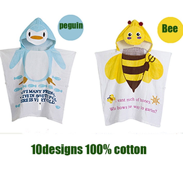 Kids&#039; 100% Cotton Cartoon Animal Beach Towel Bathrobe 