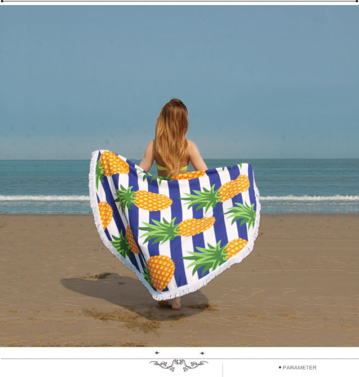 Active Printing Pineapple White Round Beach Towel Microfiber Beach Blanket Yoga Mat Play Mat Active Printing Pineapple White Round Beach Towel Microfiber Beach Blanket Yoga Mat Play Mat