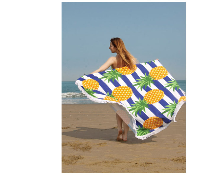 Active Printing Pineapple White Round Beach Towel Microfiber Beach Blanket Yoga Mat Play Mat Active Printing Pineapple White Round Beach Towel Microfiber Beach Blanket Yoga Mat Play Mat
