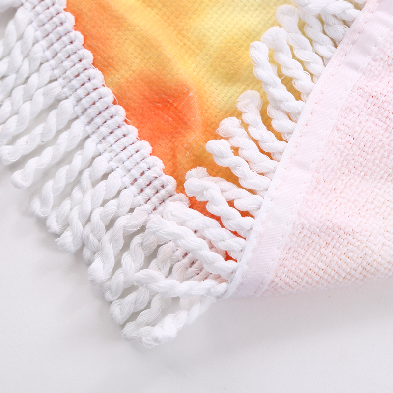 Manufacturer direct selling orange slice printed circular tassel woven beach towel mat.