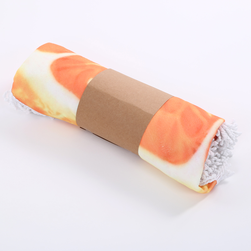 Manufacturer direct selling orange slice printed circular tassel woven beach towel mat.