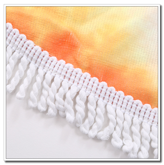 Manufacturer direct selling orange slice printed circular tassel woven beach towel mat.