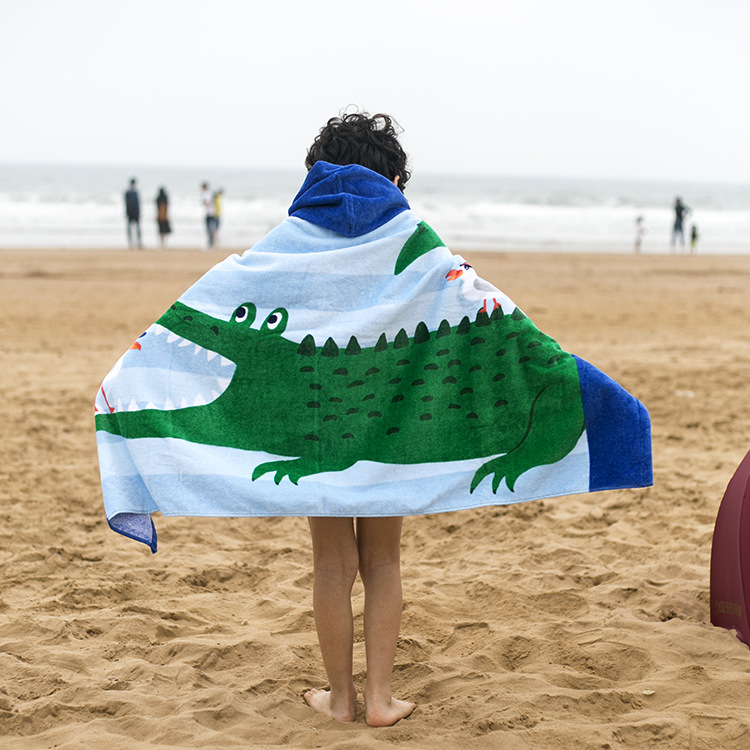 Amazon Beach Towel European and American Style Formaldehyde-Free Children Can Wear Pure Cotton Hooded Bath Towel Cloak Lengthened 76cm Amazon Beach Towel European and American Style Formaldehyde-Free Children Can Wear Pure Cotton Hooded Bath Towel Cloak Lengthened 76cm