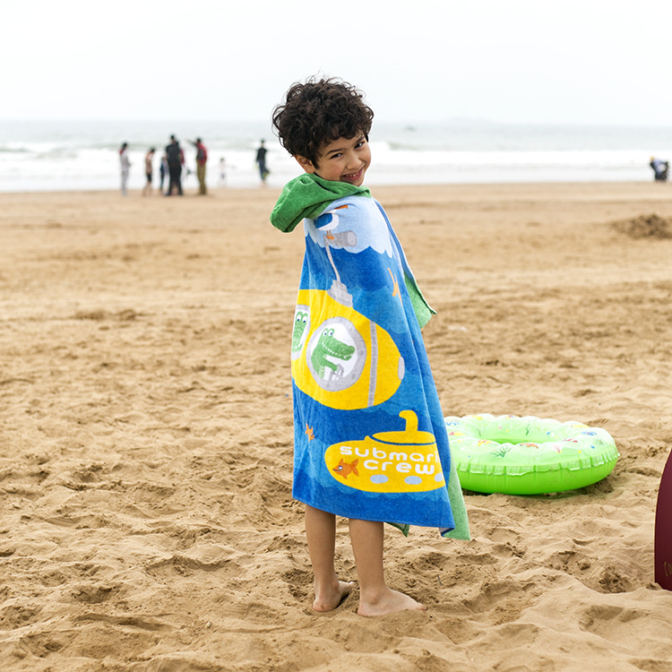 Amazon Beach Towel European and American Style Formaldehyde-Free Children Can Wear Pure Cotton Hooded Bath Towel Cloak Lengthened 76cm Amazon Beach Towel European and American Style Formaldehyde-Free Children Can Wear Pure Cotton Hooded Bath Towel Cloak Lengthened 76cm