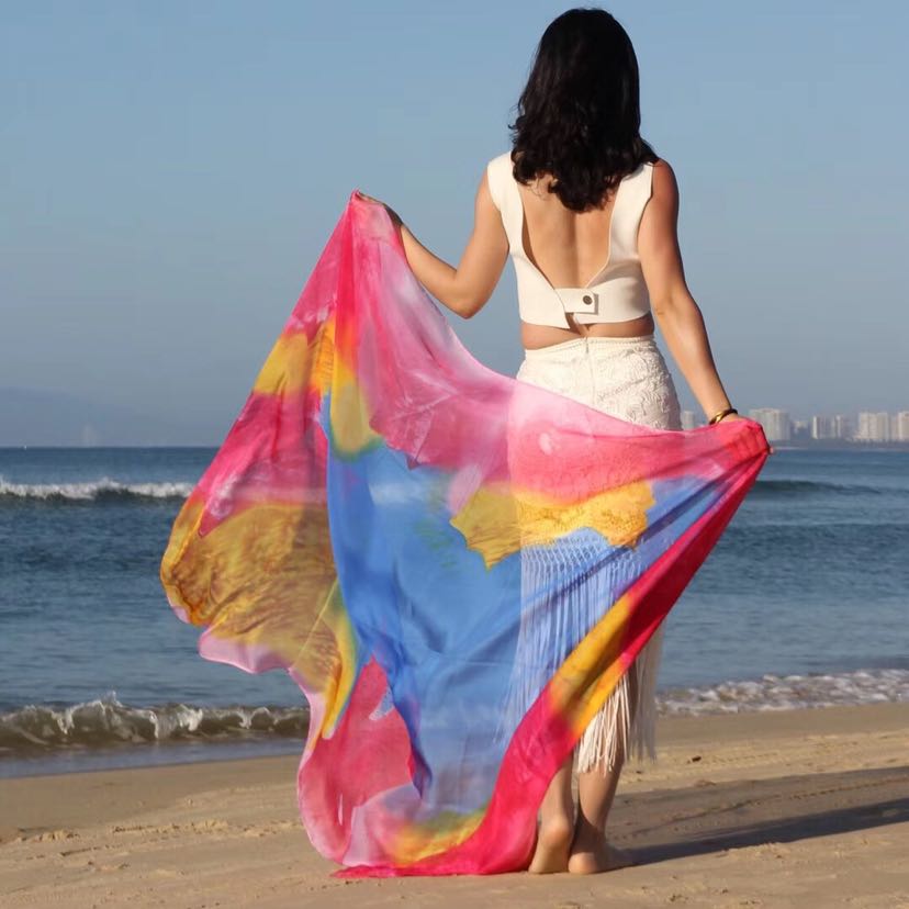 Beach towel swimsuit shawl 200 * 150 large silk Beach shading gauze towel multi - color selection Beach towel swimsuit shawl 200 * 150 large silk Beach shading gauze towel multi - color selection