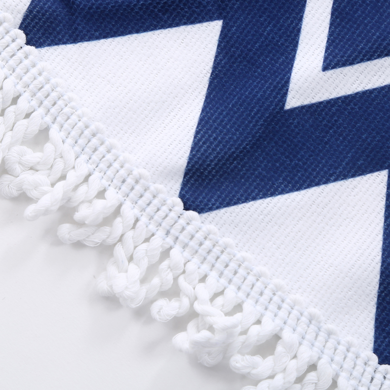 Manufacturer direct selling round beach towel blue tassel round carpet pure cotton table mat.
