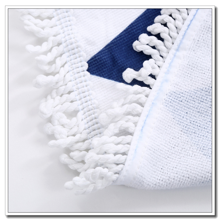 Manufacturer direct selling round beach towel blue tassel round carpet pure cotton table mat. Manufacturer direct selling round beach towel blue tassel round carpet pure cotton table mat.