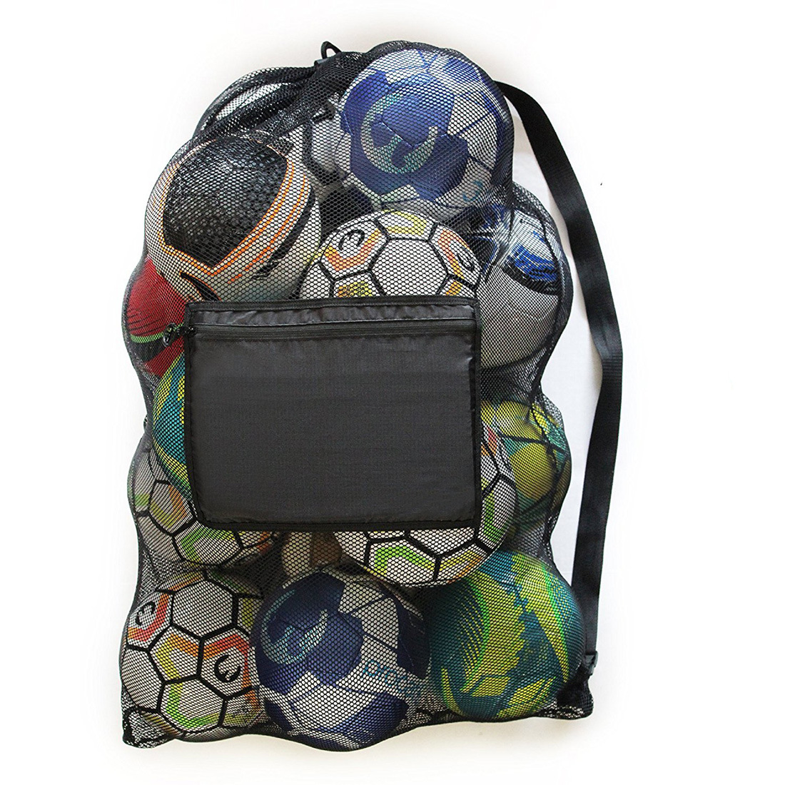 Factory Customized Large Capacity Football Basketball Net Bag Drawstring Buggy Bag Easy to Carry Front Pocket