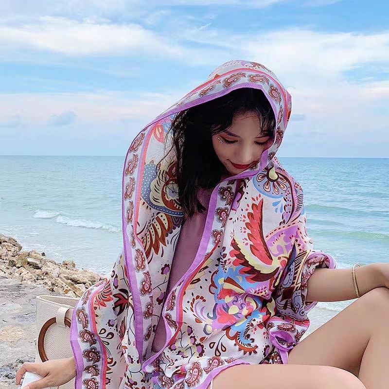 2019 new national wind twill shawl scarf beach towel seaside holiday cashew
