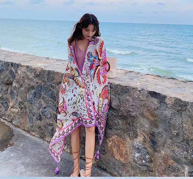 2019 new national wind twill shawl scarf beach towel seaside holiday cashew
