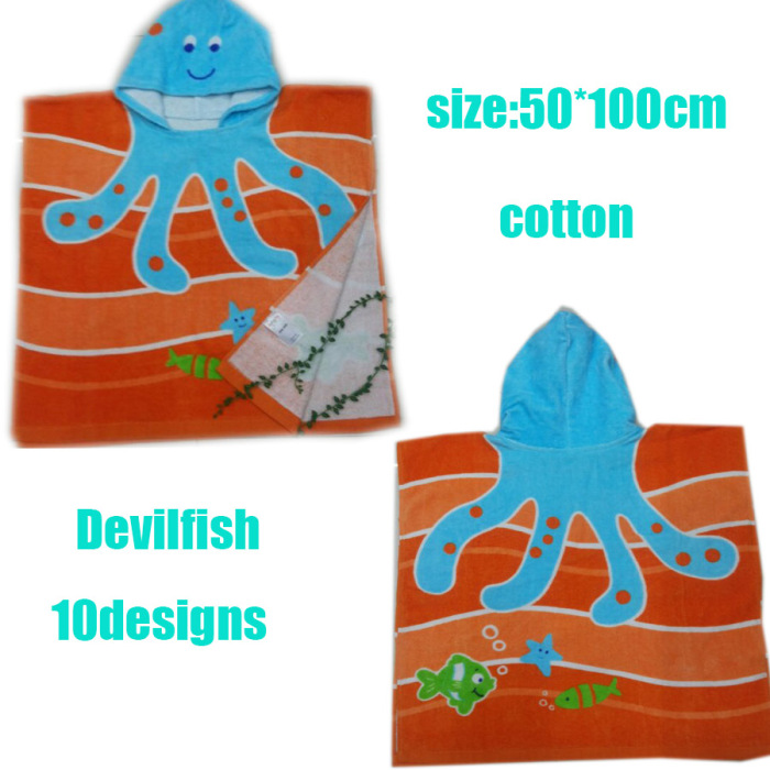 Kids' 100% Cotton Catoon Pattern Beach Towel Bath Robes