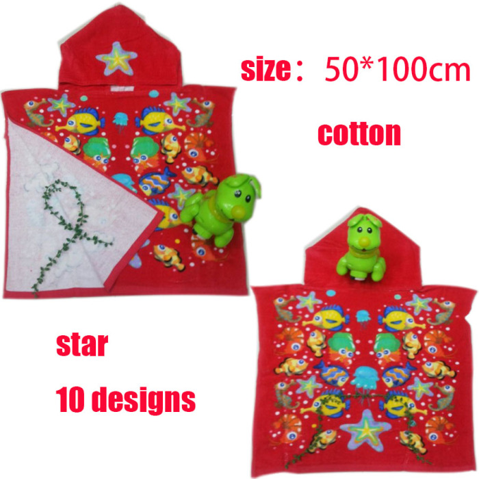 Kids' 100% Cotton Catoon Pattern Beach Towel Bath Robes