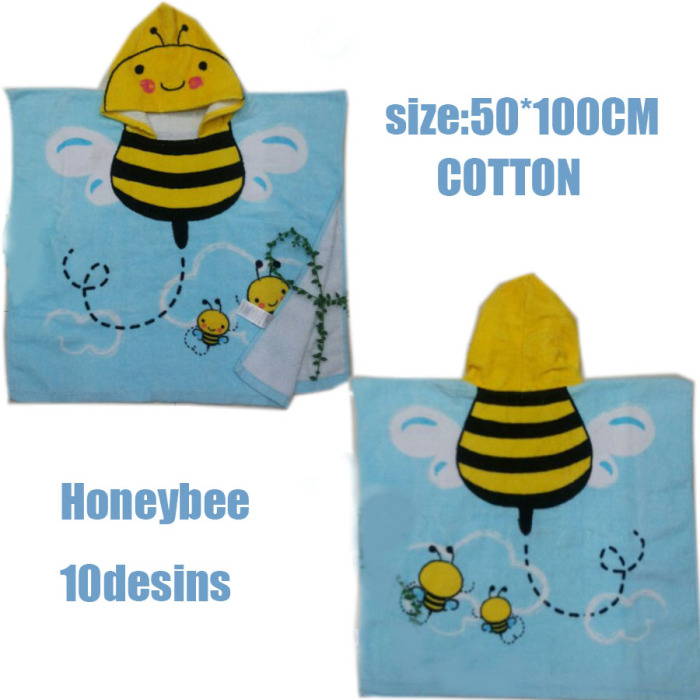 Kids' 100% Cotton Catoon Pattern Beach Towel Bath Robes
