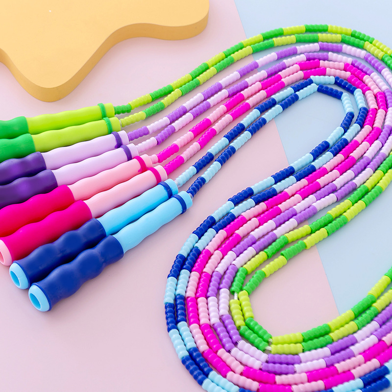 Bamboo Rope Skipping Kindergarten Children&#039;s Soft and Hard Pattern Fitness Non-Knotted Primary and Secondary School Students High School Entrance Examination Bead Rope Skipping Manufacturer