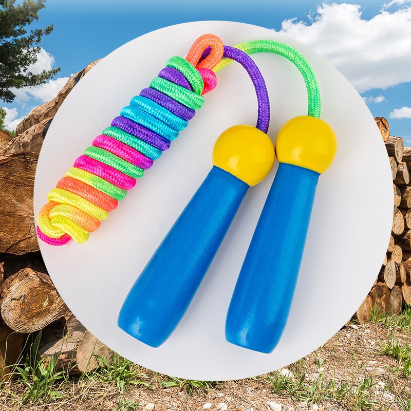 Wooden Children&#039;s Colorful Skipping Rope Outdoor Sports Elementary School Students&#039; Physical Examination Beginner Kids Special Adjustable