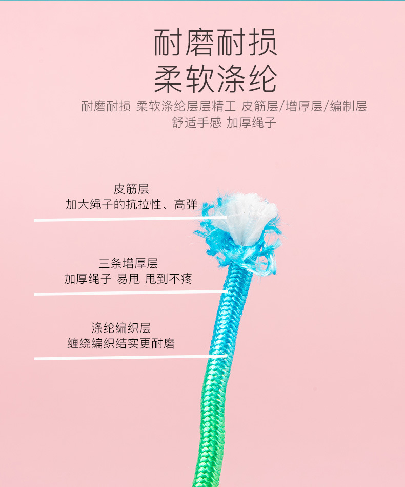 Wooden Children's Colorful Skipping Rope Outdoor Sports Elementary School Students' Physical Examination Beginner Kids Special Adjustable