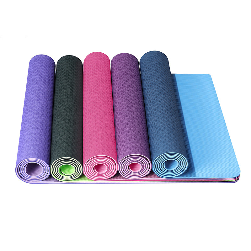Cross-Border Two-Color TPE Yoga Mat on Behalf of Amazon Monochrome Children Dance Skipping Rope Mat Non-Slip Fitness Yoga Mat