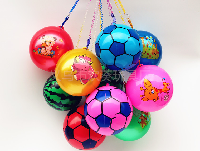 With Spring Rope Chain Hanging Ring Football Children Inflatable Toy Ball Baby Small Football Kindergarten Dance Portable Ball