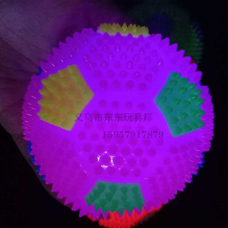 Large Football Sound Flash Acanthosphere Massage Ball Squeeze and Sound with Light Rope Whistle Elastic Ball Luminous Toy Manufacturer