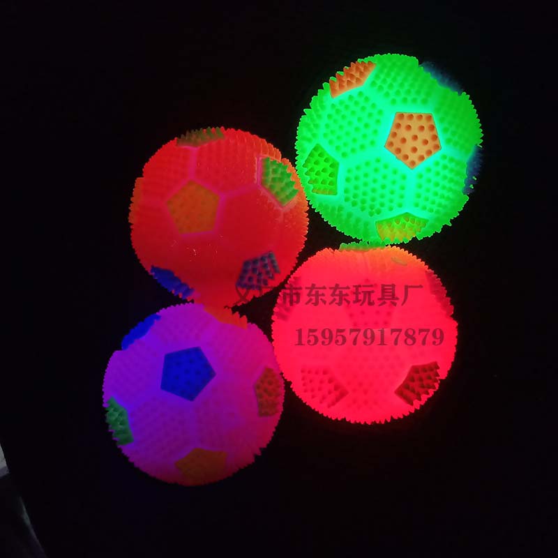 Large Football Sound Flash Acanthosphere Massage Ball Squeeze and Sound with Light Rope Whistle Elastic Ball Luminous Toy Manufacturer