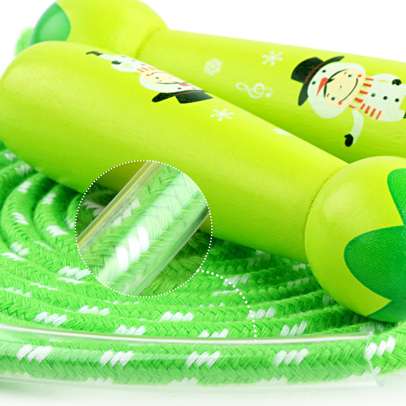 Cross-Border Rainbow Color Wooden Skipping Rope Adjustable Children&#039;s Toys Primary School Students Sports Exam Boys and Girls Kindergarten