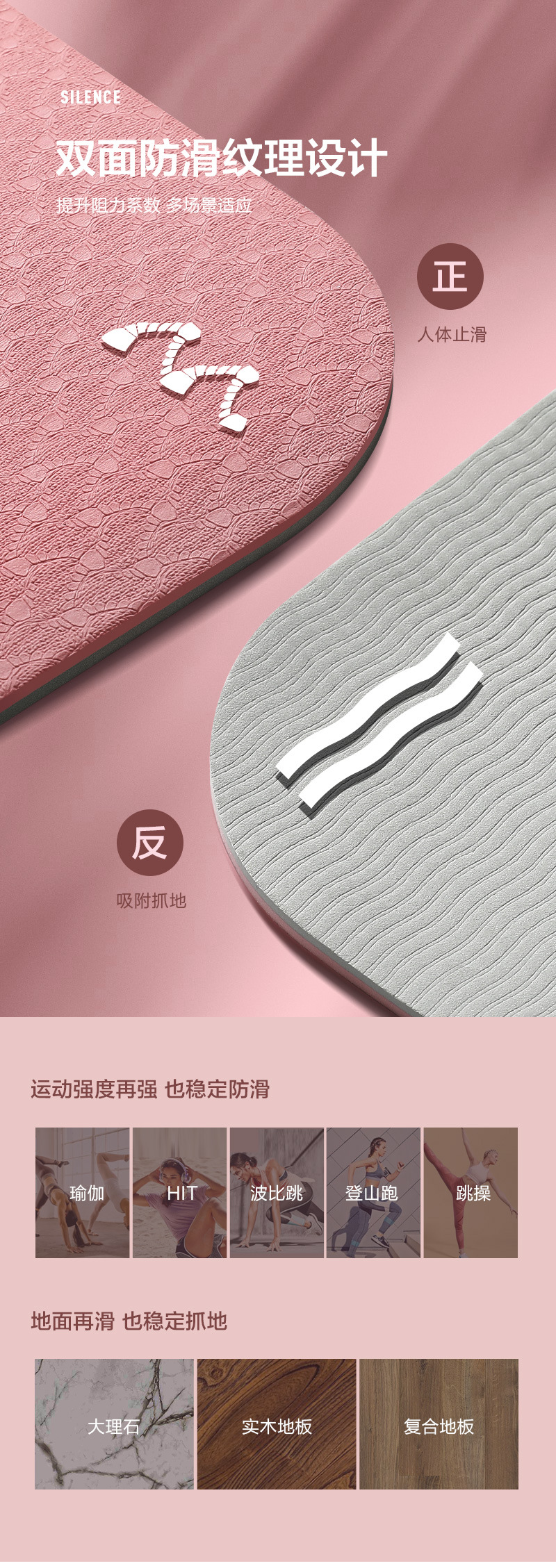 TPE Thickened Beginner Female Gymnastic Mat Home Dance Non-Slip Rope Skipping Mat Cross-Border Thickened Yoga Mat