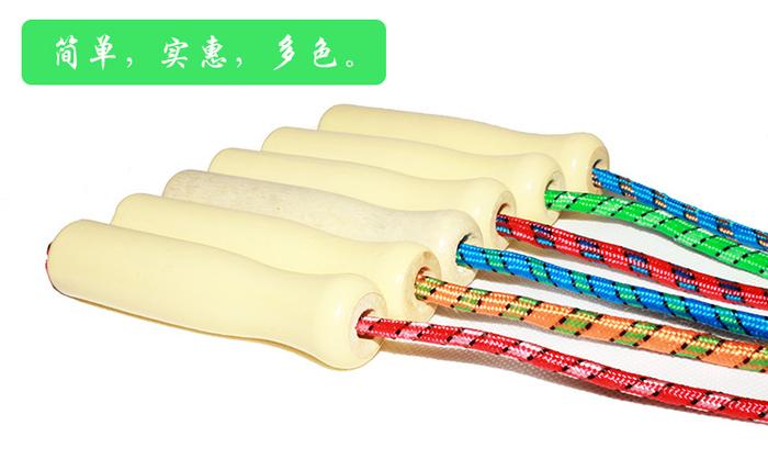 Professional quality skipping ropping rope with wooden handle colors of quality child specials