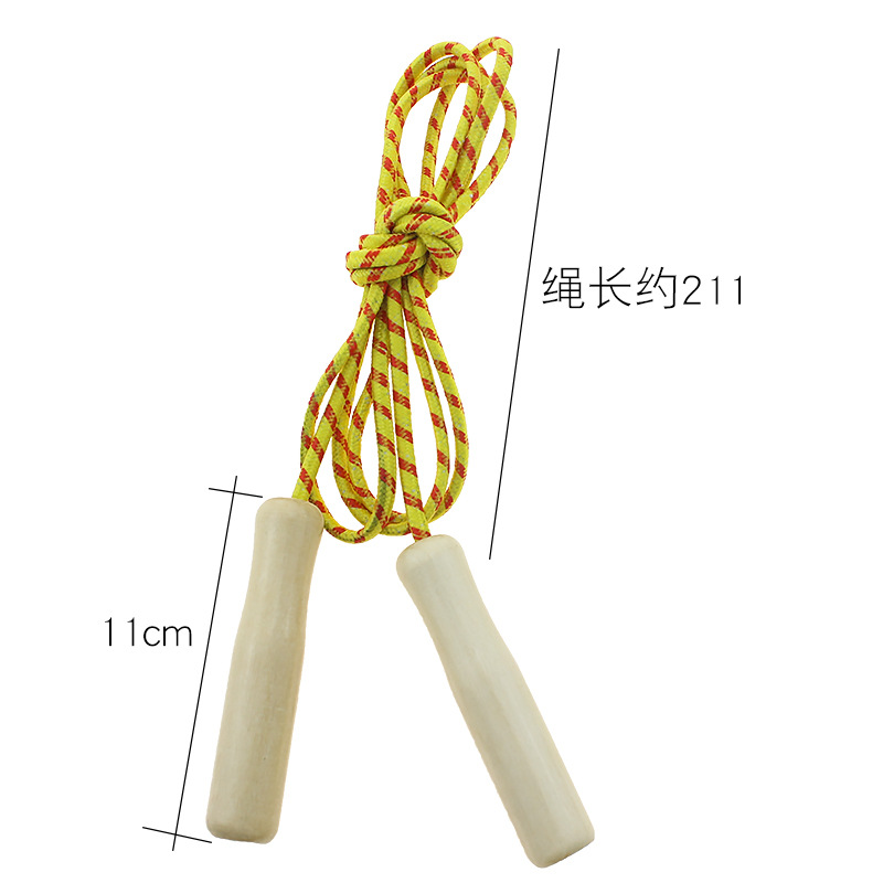Factory Direct Sales Wooden Handle Skipping Rope Children&#039;s Sports Leisure Toys Student Sporting Goods Nylon Skipping Rope with Wooden Handle