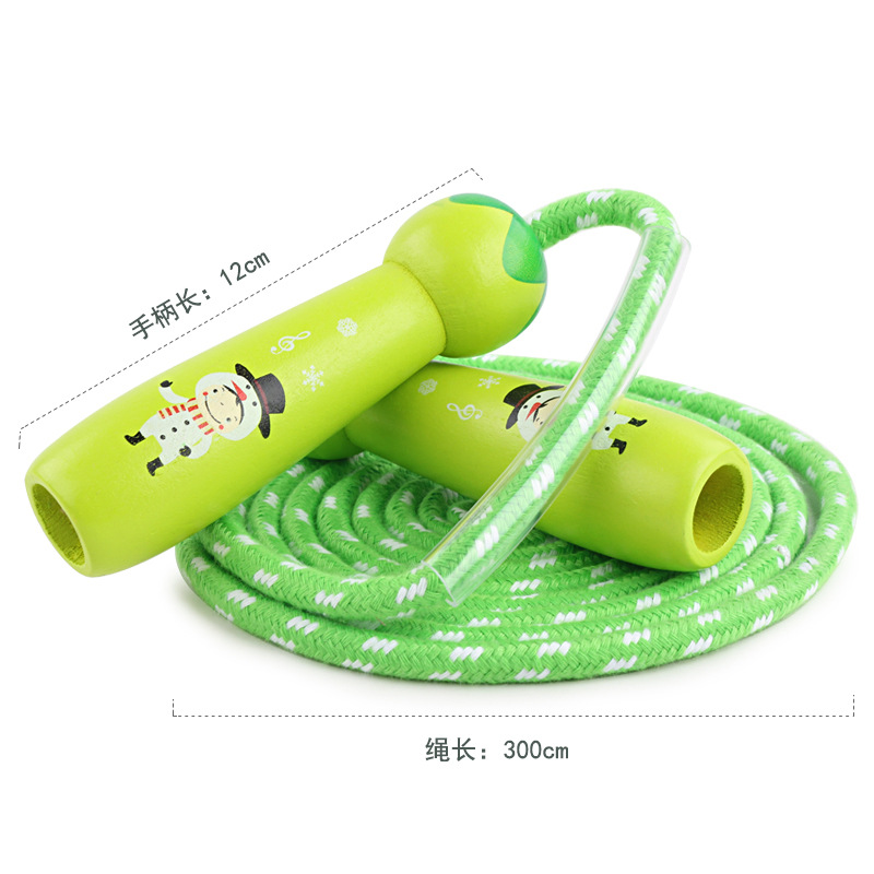 Skipping Rope Children&#039;s Wooden Cartoon Primary School Kindergarten Boys&#039; and Girls&#039; Toys Cute Handle Adjustable Skipping Rope
