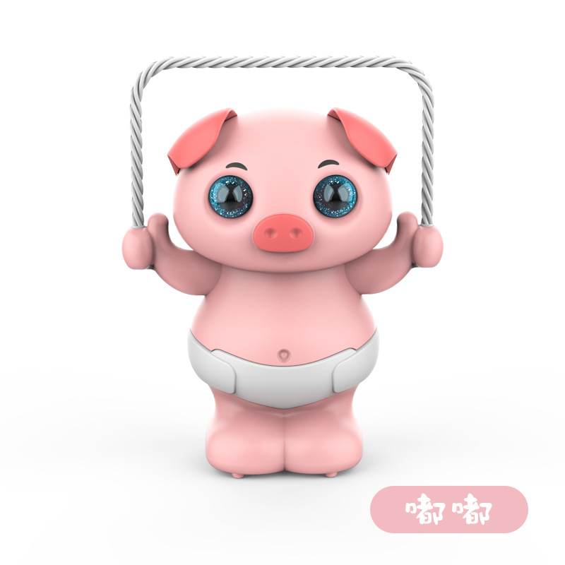 Children&#039;s Light Music Cute Pet Dancing Electric Toys Wholesale Claps Wake up Tilting Voice-Controlled Skipping Rope Pig