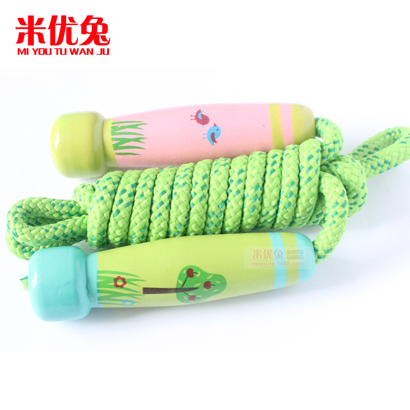 Cartoon Children&#039;s Wooden Skipping Rope Adjustable Length Primary School Kindergarten Competition Adult&#039;s Skipping Rope Stall. 16